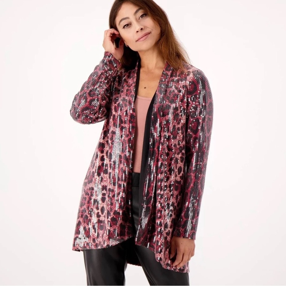 Dennis Basso Printed Sequin Fully Lined Cardigan Wine, Large
A462194 - Picture 3 of 7